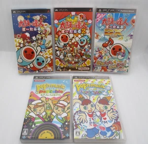 PSP pop'n music Portable 1 2 & Taiko no Tatsujin 1 2 DX 5Games Set Japan import - Picture 1 of 11