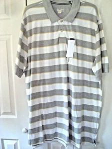 Polo para hombre grande y alto gris a rayas ediciones básicas talla 3XLT (XXXLT) - Imagen 1 de 2