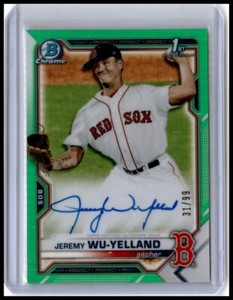 2021 Bowman #CPA-JW Jeremy Wu-Yelland Chrome Prospect Autographs Green Refractor