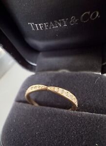 Genuine HM Tiffany & Co 18ct Gold & Diamonds Harmony Band Ring - Boxed RRP £2600