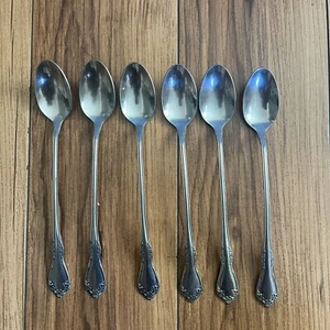 Lote de 6 cucharas de té helado Oneida Mansfield Wm A Rogers cubiertos de acero inoxidable - Imagen 1 de 7