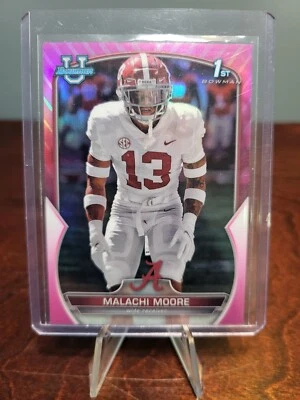 Malachi Moore 2022 Bowman U 1st Chrome Pink Refractor - Alabama Crimson Tide #74 - Image 1 of 2