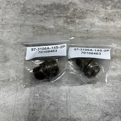 Lot Of 2 Amphenol 97-3106A-14S-2P 4 Position Circular Connector, Male Pins, New - Image 1 of 4