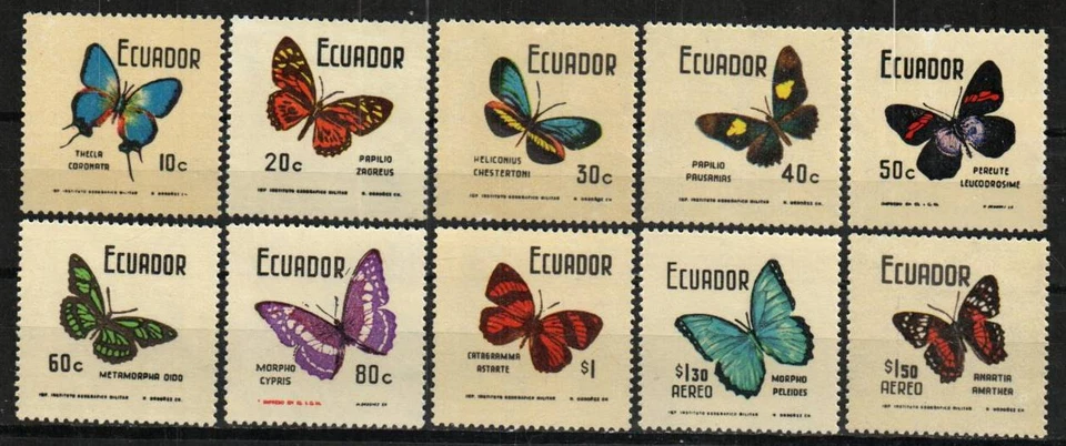 Sello Ecuador 797-804, C463-C464 - Mariposas Foto 1 de 1