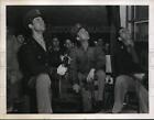 1944 Press Photo officers watch as a group of 8th Air Force Liberators take off