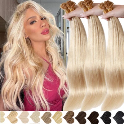 Super Pre Ponded Stick I Tip On 100% Remy Human Hair Extensions 1g/s 0.5g Blonde - Image 1 of 4