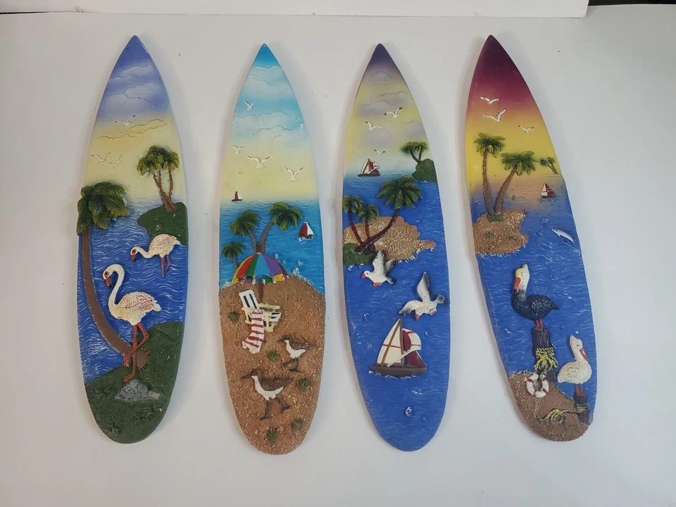 Surfboard 3D Art, wall mounts, 10.5" x 2.5", Beach Theme Airbnb Vacation Vintage - Image 1 of 4