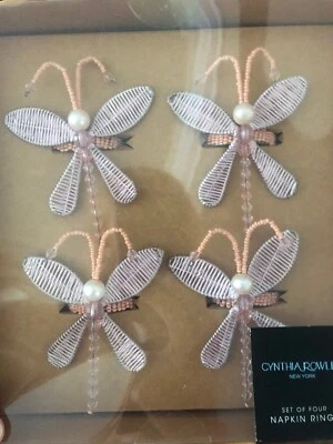 CYNTHIA ROWLEY Nuevo en Caja Original Servilleteros Moscas Dragón Foto 1 de 3