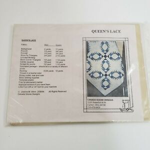 Kit de motifs de courtepointe en dentelle vintage 1994 Queens Canada Goose Designs Joanne Winn
