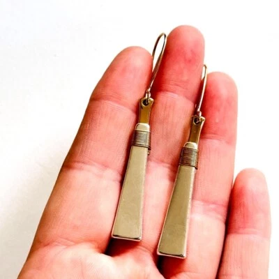 RLM Robert Lee Morris SOHO Earrings Two Tone Dangle Silver Gold Boho Long 2.75" - Image 1 of 4