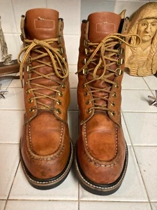 FIELD & STREAM Vintage WORK CHORE PACKER Boots Feather 8 C MADE IN USA - Picture 1 of 22