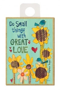 Do small things with GREAT LOVE Sunflowers Bird Wood Fridge Magnet 2.5x3.5 A89 - Picture 1 of 4
