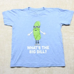 Well Worn Youth Boys T-Shirt XS Blue Short Sleeve Pickle Whats The Big Dill - Picture 1 of 8