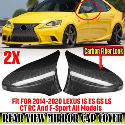 FOR LEXUS IS ES GS LS CT RC &F-Sport Carbon Fiber ABS Side Mirror Cover Cap Trim Foto 1 de 4