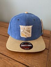 New York Rangers Hat American Needle Blue Denim Tan Adjustable Cap Buffalo Check