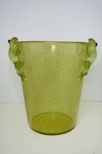 VTG Acrylic Lucite Green Tree Frog Retro Ice Bucket Waste Basket Planter - Picture 1 of 9