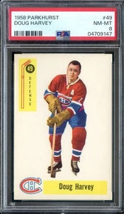 1958-59 Parkhurst #49 Doug Harvey PSA 8 Canadiens HOF *ML70-572 - Picture 1 of 2