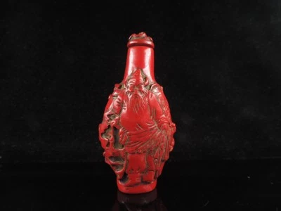 Chinese Older Hand-carved Red Figure Pattern Snuff Bottle“钟馗” - Image 1 of 4
