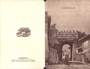 1960 ROME, ITALY vintage dinner menu ROMOLO ITALIAN RESTAURANT - Picture 1 of 3