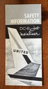 Vintage 1961 United Airlines Douglas DC-8 Mainliner Emergency Procedure Brochure - Imagen 1 de 5