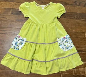 Matilda Jane Dress Girls Sz 4 Make Believe Twirl Ruffle Tiered Green Purple S/S - Picture 1 of 11
