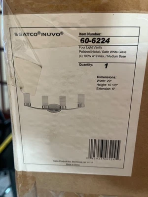 Tocador de 4 luces Nuvo Lighting Denver en níquel pulido - 60-6324 Foto 1 de 4
