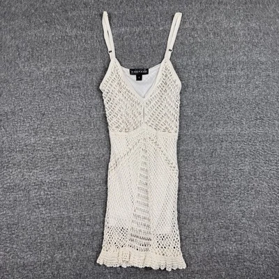 Vintage Rampage Tank Top Womens Small Cream Crochet Beaded Boho Festival Y2K - Image 1 of 4