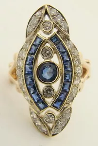 Anillo de zafiro y diamantes de oro 14K para damas pieza patrimonial precio de cierre - Imagen 1 de 1