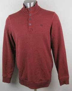 Mens Travis Mathew Golf Henley Pullover Sweater Shrit Size L Heather Red Pockets - Picture 1 of 14