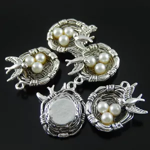 10 Stck. Vintage Silber Vogelnest Anhänger Charm Legierung Handwerk für Schmuck 24*23*6mm - Bild 1 von 6