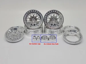 4PCS CNC Aluminum 1.9 inch Beadlock Wheels & Wheels Cap Rims for 1/10 RC Crawler - Picture 1 of 8