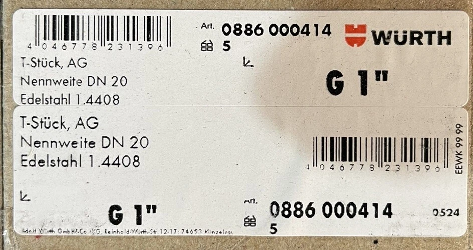 5 Stück 1“ Zoll Edelstahl T-Stück Solar, AG flachdichtend für Solarleitung - Bild 1 von 1