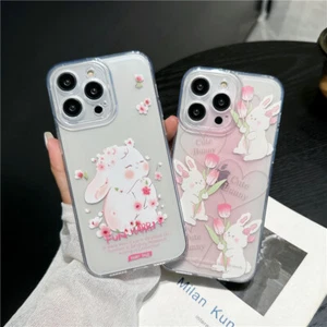 For iPhone Samsung Cute Rabbit Soft Clear Phone Case Cover Back Women Girl Hot - Picture 1 of 13
