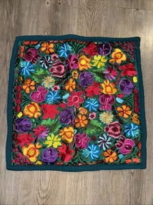 Guatemala Bordado Algodón Funda Almohada Cremallera Floral Tonos Joya Flower Power - Imagen 1 de 6