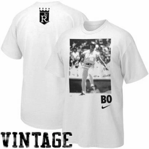 Nike Men's VINTAGE Bo Jackson Kansas City Royals Broken Bat T Shirt  Small  NWT! Cover