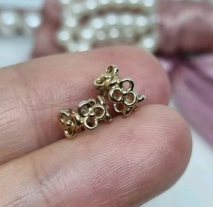 Genuino Pandora Oro 14k Trinidad Flor Espaciador Dije X 2 💕 585 ALE R43c - Imagen 1 de 11