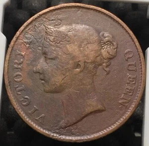 ASENTAMIENTOS DEL ESTRECHO 1845 EMPRESA INDIA ORIENTAL 1 CENTAVO KM3 - Imagen 1 de 2