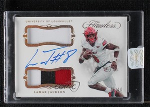 2019 Panini Flawless Collegiate /10 Lamar Jackson #30 Dual Patch Auto