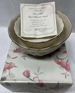 Lenox Elfenbein Rosenblüte Schalen Goldrand Porzellan 2er Set mit Box - Bild 1 von 11