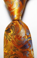 New Classic Paisley Gold Yellow Gray JACQUARD WOVEN 100% Silk Men's Tie Necktie