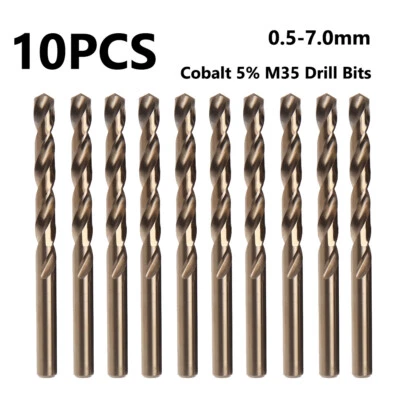 10PCS 0.5mm-7mm M35 HSS-CO Cobalt Drill Bits Twist Drill Bit For Stainless Steel - Image 1 of 4