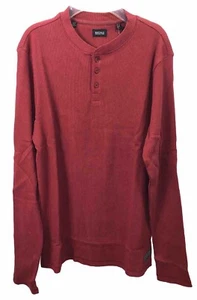 Buffalo David Bitton Shirt Henley Ribbed Nirvana Heather Red Men Size M - NWT - Picture 1 of 9
