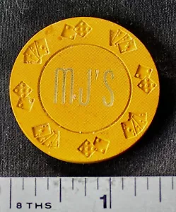 MJ's Bar CASINO $1 CARD ROOM casino gaming poker chip - Scobey, Montana - Picture 1 of 2