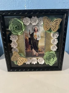 Flower Shadow Box Black Frame - Picture 1 of 4