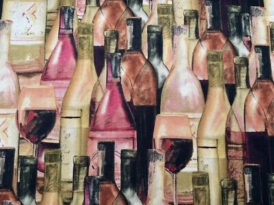 Botellas de vino Valley de tela de algodón de Susan Winget 43”x 36” 595 Foto 1 de 4