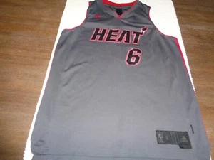 Rare Adidas Lebron James Miami Heat Gray Basketball Jersey Mens Large - Picture 1 of 9