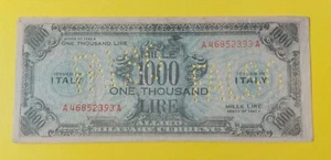 1000 LIRE AM – LIRE 1943 – 45 BILINGUE FALSO D’EPOCA PROVIENE DA ASTA - Picture 1 of 3
