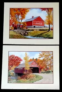 COCA-COLA (2) 1996 Litho Print's Covered Bridge ~ Ruby Falls FREE SHIPPING! - Picture 1 of 1