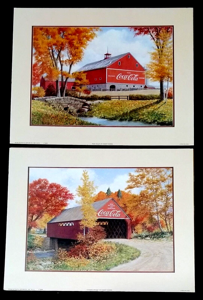 COCA-COLA  (2) 1996 Litho Print's Covered Bridge ~ Ruby Falls FREE SHIPPING! - Image 1 of 1