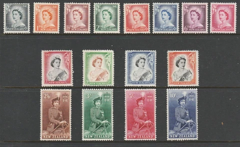 NEW ZEALAND 1953 QUEEN ELIZABETH 2 DEFINITIVES SET 16 SG 723 736 MINT UNHINGED Cover